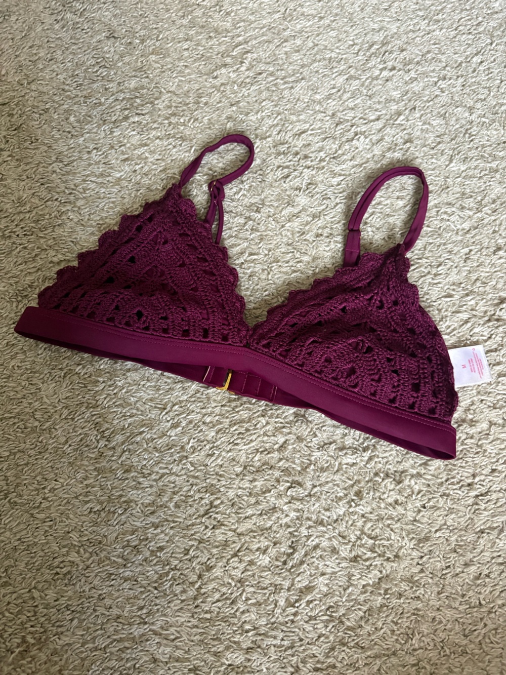 Crochet Bralette bikini top- Deep Plum